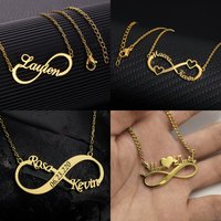 Custom Name Infinity Necklaces Women Family Mather Personalized Stainless Steel Two Name Birth Date Necklace Jewelry Best Gift