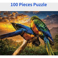 100 Pieces Jigsaw Puzzle Assembling Picture Cartoon Animals Parrot Decompression Puzzles Toy Educational Gifts