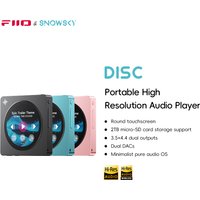 FIIO DISC Przenośny odtwarzacz muzyczny HiFi, odtwarzacz z podwójnym DAC, wyjścia 3,5 mm i 4,4 mm, Bluetooth 5.4 LDAC, okrągły ekran dotykowy