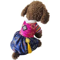 New Korea ClassicTraditional Embroidery Hanbok Style Pet Dogs Dress Small Dogs Cothing Puppy Jacket