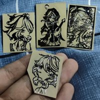 4Pcs/Lot Furina de Fontaine Stickers Simple Focalors Hydro Archon God of Justice Metal Stickers Decorative Waterproof Stickers