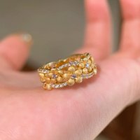 Vintage brushed diamond inlaid osmanthus rings for women sweet and luxurious flower engagement ring jewelry gift