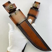 2 Sizes Large Straight Knife Cowhide Cow Leather Sheath Scabbard With Brass Buckle Fixed Blade Cover Holders Pants