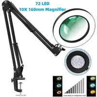 3 Colors LED Magnifying Glass 72LED 8X/10X NEW Illuminated Magnifier USB for Soldering Iron Repair/Table Lamp/Skincare Beauty