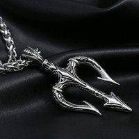 Vintage Poseidon Trident Necklace Men Fashion Ancient Greek Trident Amulet Pendant Necklace Biker Jewelry Send Friends Gifts