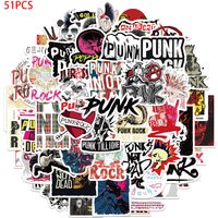 51Pcs Heavy Metal Punk Stickers Music Trend Stickers DIY Graffiti Cartoon Handbooks Desktop Notebook Stickers