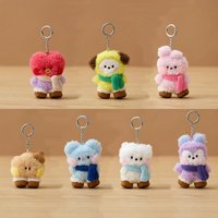2026 BT21 TATA RJ CHIMMY COOKY SHOOKY MANG KOYA Idol Kawaii Mini Keychain Furball Cartoon Scarf-wearing Doll Figurine Gift