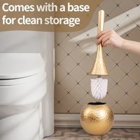 1PC Elegant Golden Toilet Brush with Holder Long Handle Reusable Bathroom Cleaning Tool Modern Home Hygiene Bathroom Accessories