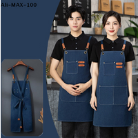 【Rw】Household Canvas Apron Oil-proof Can Wipe Hands Kitchen Cooking Men Women Adult With Tool Pockets Fashion Coffee Over Apron