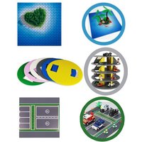 Small Particle Toy Model Heart-shaped Island Double-sided Circular Parking Lot Building Block Toy with Base Plate Accessories