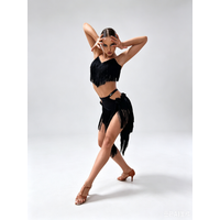MZDance Women's Latin Dance Suit Multi-layer Fringed Top Skirt Suit Training Performance Dance Suit