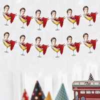 6/12pcs Custom Portrait Face Red Gown Beautiful Girl Style Banner Decor Adult and Kids Festival Fun Cartoon Hanging Ornament