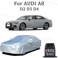 Autoabdeckung für AUDI A8 D2 D3 D4, vollständig außen, schwarz, silbrig, Auto-Abdeckung, Sonnenschutz, staubdicht, wasserdicht, reflektierende Streifen