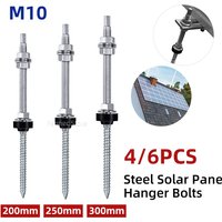 Solar Panel Roof Hanger Bolts for Mounting 4/6pcs M10 Solar Accessories Photovoltaic Roof Bracket 304 Stainless Steel