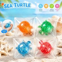 Transparent Star Glitter Sea Turtle Squishy Soft TPR Squeeze Toy Stress Relief Fidget Toy Kawaii Ocean Animal Decompression Gift