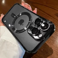 Luxury Plating Wireless Charging Case For Magsafe For iPhone 16 15 14 13 12 11 Pro Max Plus Magnetic Cover With Lens Protector