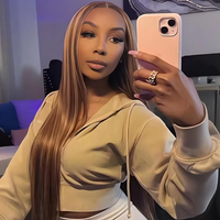 P4/27 Honey Blonde HD Lace Frontal Wig 30 Inch Straight Lace Front Wigs Highlight Glueless Wig Human Hair Pre Plucked P4/27 Highlight Full Frontal Lace Preplucked Colored Straight Frontal Wig