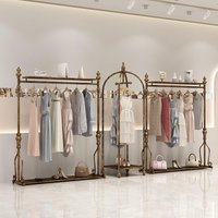 European wrought iron retro clothing rack clothing store display rack bronze hanger enlarged bold floor clothing rack