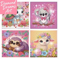 Frameless,New 5D DIY Diamond Cartoon Cute Animal Crystal Children's Handmade Material Set Home Decoration Birthday Gift