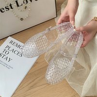 Baotou Sandals Women's Summer New Flat Hollow Fashion Transparent Sandals Casual Outerwear Women's Single Shoes