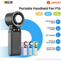 Portable Handheld Fan LED Digital Display With Refrigeration Board 90° Foldable 199Gear Strong Wind Speed 8000mAh F16