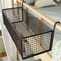 Cast iron door rear hanging basket, black woven mesh storage and sorting rack, sturdy metal frame and safety suspension mechanis