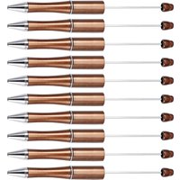10Pcs Coffee color Plastic Beadable Pens Black Ink Bead Pens for DIY Making Pens Beaded Pens