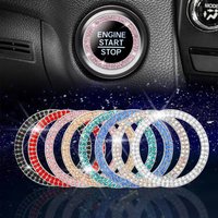 1psCar One-Click Engine Start Stop Switch Button Cover Double Crystal Rhinestone Sticker Ignition Start Switch Protector Ring