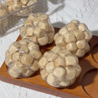 Wooden Cube Noisy Squeeze Ball, Creative Clear Shell Squishy Toy, Crunchy Sound Stress Relief Fidget for Adults Kids