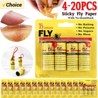 4/20PCS Sticky Fly Ribbons Roll Double Sided Flies Paper Strips Insect Bug Home Glue Fly Trap Catcher Bug Mosquito Killer