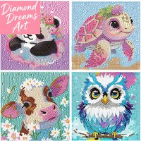 Frameless,Cartoon Crystal Diamond Stickers Children Handmade Diy Full Diamond Animal Art Painting