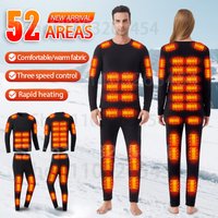 52 Zonen Neue Beheizte Unterwäsche Winter Thermo-Unterwäsche Damen Herren Heizjacke Winter-Accessoires USB Elektrische Heizkleidung