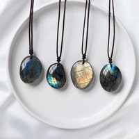 1pc Natural Labradorite Pendant Necklaces Men Quartz Necklaces Stones Ornament Moonstone Send Random