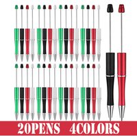 20Pcs Christmas Plastic Beadable Pen Bead Ballpoint Pen Bead DIY Pens for Back to School Supplies