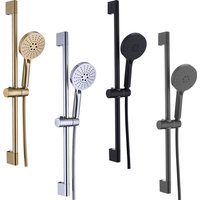 Black Shower Column Set Bathroom Accessories Shower Head Wall Mount Slider Adjustable Shower Head Rail Lift Slide Mount