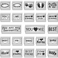 URING New Love Best Friend Niece Footprints YOU ME Italian Charm Links Fit 9mm Bracelet Stainless Steel DIY Making Jewelry