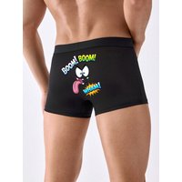 Men's Funny Boxer Briefs Soft Breathable Trunks Underwear Cartoon Wacky Face Boxer Short for Male