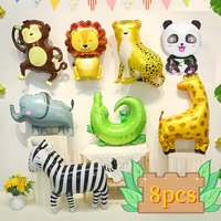 8pc Smile Animal Foil Balloons Cartoon Animal Decorative Balloons Animal Themed Party Decorations including Panda Monkey Giraffe