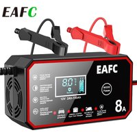 EAFC 8A 12V Smart Car Battery Charger Fully AutomaticPulse Repair for Truck SUV Car Motorc Lead Acid LiFePO4 Battery Charging