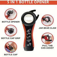 Can Opener Multi Functional Five In One Beverage Bottle Opener Cap Twister Four Position Can Opener Anti Slip Cap Twister