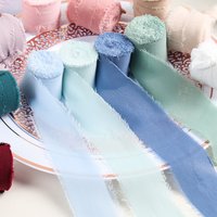 5 m handgefertigtes, ausgefranstes Satin-Chiffon-Seidenband für Hochzeitseinladungen, Verpackungssträuße, Geburtstagsparty-Dekorationen, Geschenke