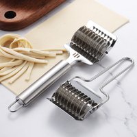 Stainless Steel Dough Lattice Roller Cutter,Manual Multifunctional Noodle Shallot,Garlic Roller Cutter, Pizza Slicer, Baking Too
