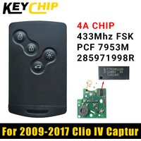 KC For 2009 2010 2011 2012 2013 2014 2015 2017 Renault Clio IV Captur 285971998R Keyless Smart Key 4A Chip 433 MHZ
