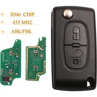 Jingyuqin – clé télécommande de voiture à 2 boutons, 434Mhz, pour citroën C4 C5 C6 C8 Xsara Picasso, Peugeot 107 207 307 308 CE0536/0523