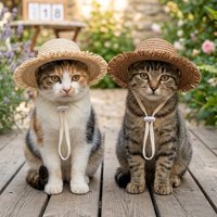 1PC Pet Woven Sun Hat with Tassel Adjustable Chin Strap for Cat Puppy Cute Beach Camping Photo Props Aesthetic Summer Decor Item