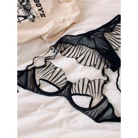 Minimizer Bras for Women Sheer Mesh Seamless Shell Cup Large Bust Push Up Anti Sag Sexy Everyday Bralette and Panty Set