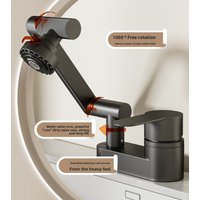 Wash Basin Faucets Bathroom Faucet Double Hole Hot and Cold Tap 2 Modes Nozzle Tap Rotation Household Mixing Valve