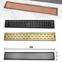 304 Stainless Steel Bathroom Drain Brushed Rose Gold 800/600mm Rectangular Linear Tile Insert Anti-Odor Floor Drain Bathroom