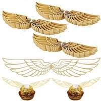 50Pcs Gold Wings Chocolate Cake Party Decoration Wizard Topper Hollowed Wing Cupcake Toppers Snitch Wedding Decor Candy