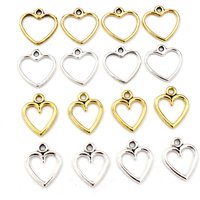 100PCS Antique Gold/Silver Color Hollow Hearts Charms Geometry Pendant Metal Alloy DIY Necklace Bracelet Earrings Marking